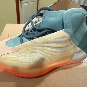 Yeezy Kids Teal and Orange High-Top Sneakers